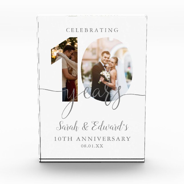 Modern 10th Wedding Anniversary 2  Photo Block (Front)