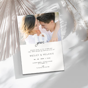 Modern 10th Wedding Anniversary with Photo  Invitation