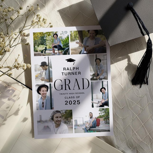 Modern 11 Photo Collage GRAD Graduation Announcement (Creator Uploaded)