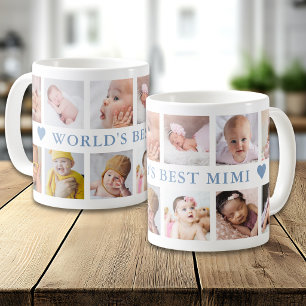 Modern 12 Photo Collage Blue World's Best Mimi Coffee Mug