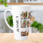 Modern 12 Photo Collage Monogram Name Latte Mug<br><div class="desc">Create your own personalised photo collage mug featuring 12 of your favourite pictures and custom monogram name.</div>