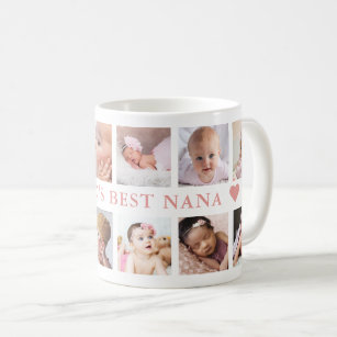 Modern 12 Photo Collage Pink World's Best Nana  Coffee Mug
