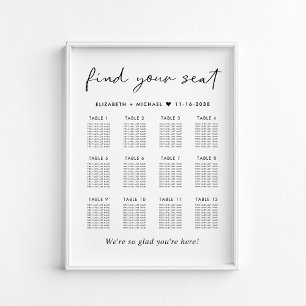 Modern 12 Table Wedding Seating Chart