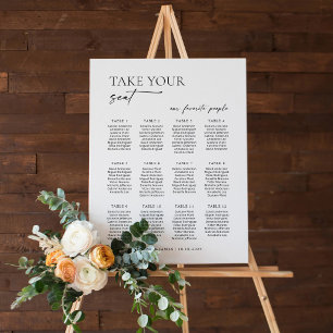 Modern 12 Tables Welcome Seating Chart Poster