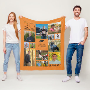 Modern 13 Photo Collage Class Year Custom Colour Fleece Blanket