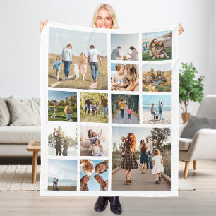 Modern 14 Photo Collage Fleece Blanket