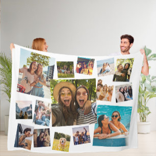 Modern 15 Photo Collage Fleece Blanket