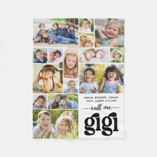 Modern 15 Photo Collage Names Call Me Gigi Fleece Blanket