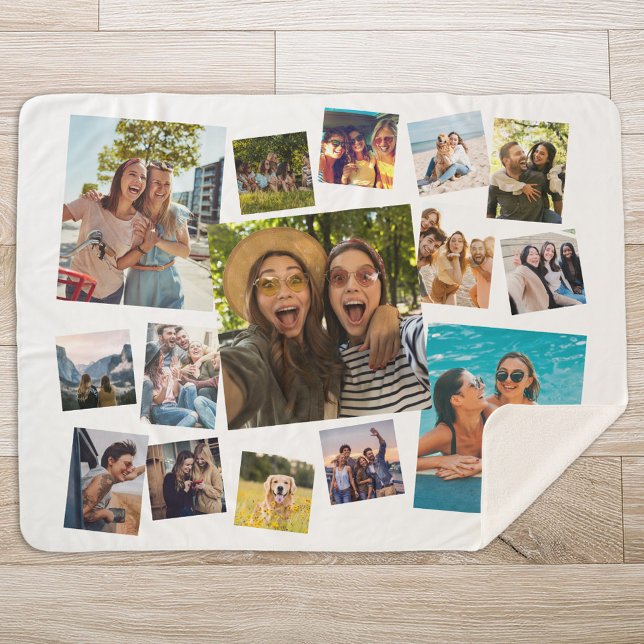 Modern 15 Photo Collage Sherpa Blanket (Creator Uploaded)