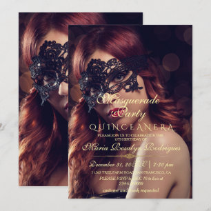 Modern 15th Masquerade Party Quinceanera Birthday  Invitation