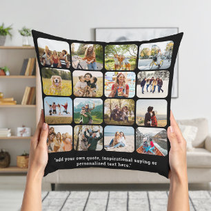 Modern 16 Photo Collage With Quote Cushion