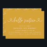 Modern 16th birthday simple stylish elegant script<br><div class="desc">Modern 16th birthday simple stylish elegant script & geometric sixteenth birthday invite. Modern geometric backer pattern. Part of a collection. Colour can be changed.</div>
