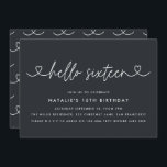 Modern 16th birthday simple stylish elegant script<br><div class="desc">Modern 16th birthday simple stylish elegant script & geometric sixteenth birthday invite. Modern geometric backer pattern. Part of a collection. Colour can be changed.</div>