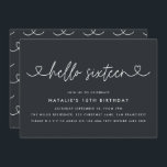 Modern 16th birthday simple stylish elegant script<br><div class="desc">Modern 16th birthday simple stylish elegant script & geometric sixteenth birthday invite. Modern geometric backer pattern. Part of a collection. Colour can be changed.</div>