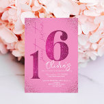 Modern 16th Birthday Sweet Sixteen Pink Glitter Invitation<br><div class="desc">Modern chic Sweet Sixteen 16th Birthday Invitation Template is perfect for 16th celebration birthday party. This first birthday invitation features a modern fun handwritten font,  a simple layout with pink shine and pink glitter.</div>