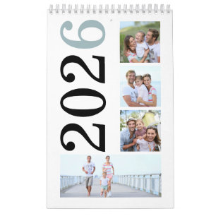 Modern 17 Family Photos Bold Typography 2025 Calendar