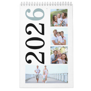 Modern 17 Family Photos Bold Typography 2026 Calendar
