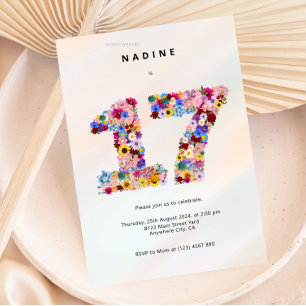Modern 17th Birthday Invitation Seventeen Party