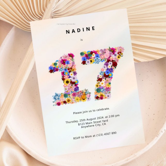 Modern 17th Birthday Invitation Seventeen Party (Creator Uploaded)