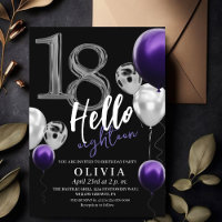 Modern 18th Birthday Black Silver Purple Balloons 