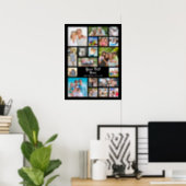 Modern 19 Photo Collage Custom Colour Personalised Poster (Home Office)