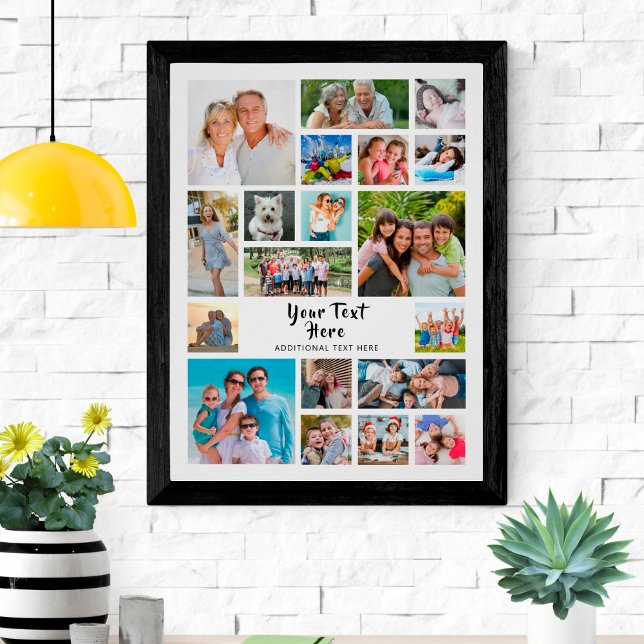 Modern 19 Photo Collage Custom Colour Personalised Poster (Creator Uploaded)