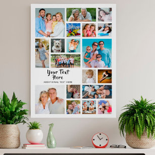 Modern 19 Photo Collage Custom Colours Personalise Poster