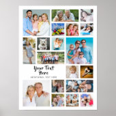 Modern 19 Photo Collage Custom Colours Personalise Poster (Front)