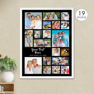 Modern 19 Photo Collage Personalised Poster