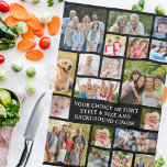 Modern 19 Photo Collage Personalized Custom Color Tea Towel<br><div class="desc">Create a modern, unique, photo collage kitchen towel utilizing this easy-to-upload photo collage template featuring 19 square and rectangle pictures to accommodate a variety of types of photos and personalized with your custom text in your choice of font styles, color and size as well as the towel color by changing...</div>