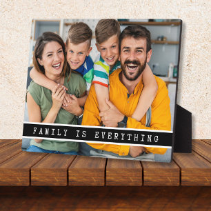 Modern 1 Family Photo Family Is Everything Quote   Plaque