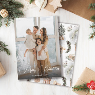 Modern 1 Photo Family Christmas Holiday Card