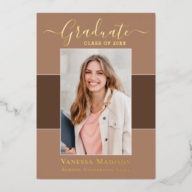 Modern | 1 Photo Foil Graduation Announcement (Front)