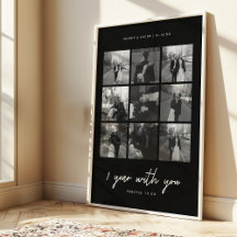 Modern 1st Anniversary Black 9-Photo Wedding