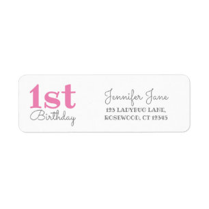 Modern 1st Birthday Party in Pink Return Address