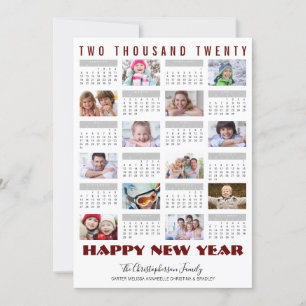 Modern 2020 Calendar Photo Collage Happy New Year Holiday Card
