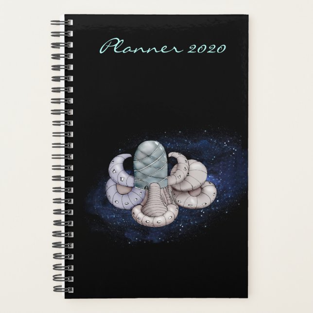 Modern 2020 Planner Black Space Object Art (Front)