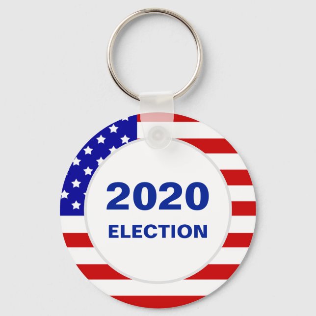 Modern 2020 US Flag & Editable Election Text Key Ring (Front)