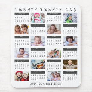 Modern 2021 Calendar Photo Collage Personalised Mouse Pad
