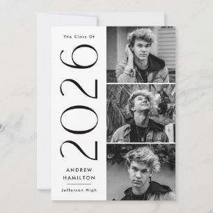 Modern 2022 3 Photo Graduation Party Invitation