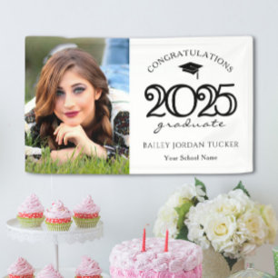 Modern 2022 Black and White Photo Graduation Party Banner