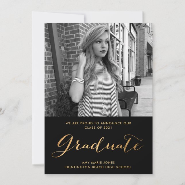 Modern 2022 Girl Graduation Photo Announcement (Front)