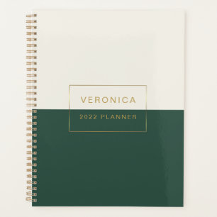 Modern 2022 Green Monthly/Weekly  Planner