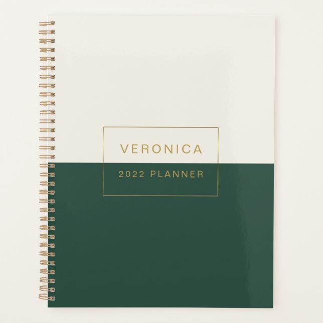Modern 2022 Green Monthly/Weekly  Planner (Front)