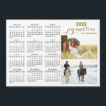 Modern 2022 Magnet Photo Calendar Black White Gold<br><div class="desc">This modern minimalist style 2022 magnetic calendar is easy to customise with personal photos to create a unique keepsake for loved ones. The black and white design with colourful pictures and gold text looks beautiful and clear and is a practical gift idea for Christmas,  New Year,  or any occasion.</div>