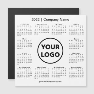 Modern 2022 Magnetic Calendar Company Logo White
