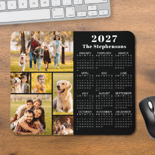 Modern 2023 Calendar 6 Photo Collage Personalized Mouse Pad