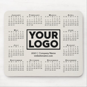 Modern 2023 Calendar Business Company Logo Beige Mouse Pad