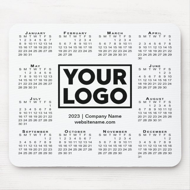 Modern 2023 Calendar Business Company Logo White Mouse Pad (Front)