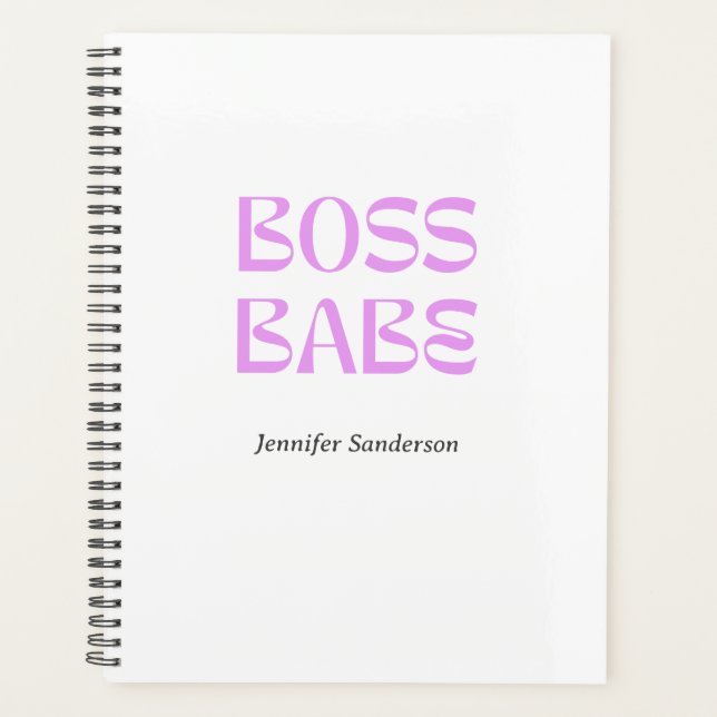 Modern  2024 Boss Babe Personalised White Planner (Front)